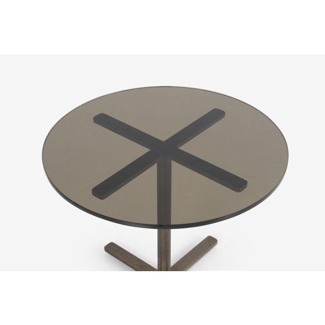 Nicos Zographos Bronze Base End Table With Glass Top 1970's For Sale In Chicago - Image 6 of 7