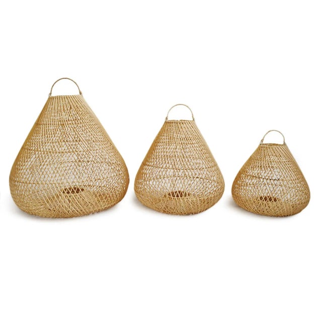Raw Rattan Batu Drop Pendant Light Large For Sale In Los Angeles - Image 6 of 9