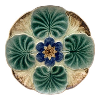 Majolica Water Lily Pond Plate Wasmuel, Circa 1890 For Sale