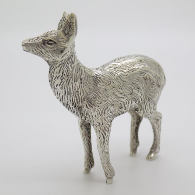 Vintage Italian Handmade Genuine Silver Deer / Fawn Figurine Rare Solid Statue For Sale - Image 4 of 11