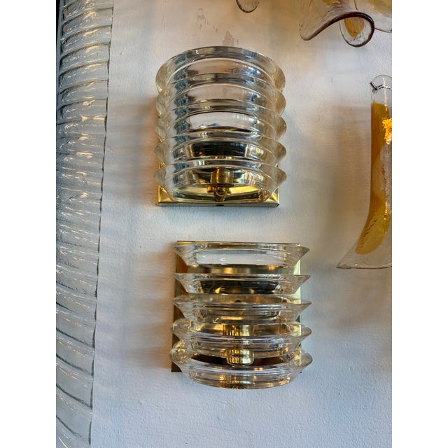 Vintage Art Deco Wall Light Sconces Lucite Ribbon & Brass - a Pair For Sale - Image 10 of 12
