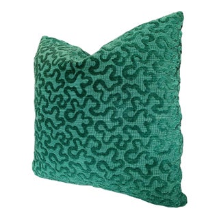 Custom-Made Vermicelli Emerald Green Pillow For Sale