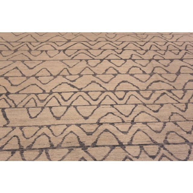 A Facinating and Decorative Oversized Light Ivory Cream Color Background Tribal Chevron Design Modern Area Rug, Country of...