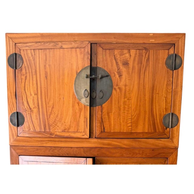 Fine Antique Qing Dynasty Camphor Wood Carvings Compound Cabinet.