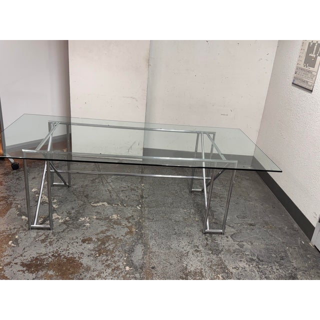 Mid-Century Modern Eileen Gray Double X Dining Table For Sale - Image 3 of 12