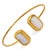 Early 21st Century Double Pearl Stone Open Cuff Bangle Gold Bracelet For Sale - Image 5 of 7