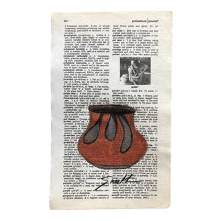 "Pottery" Contemporary Original Colored Pencil Drawing on Dictionary Page For Sale