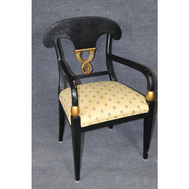Set 4 Regency Style Ebonized& Gold 1960's Armchairs For Sale - Image 12 of 13