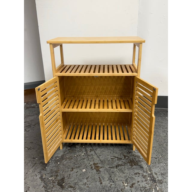Bamboo Double Door Storage Cabinet For Sale - Image 4 of 12
