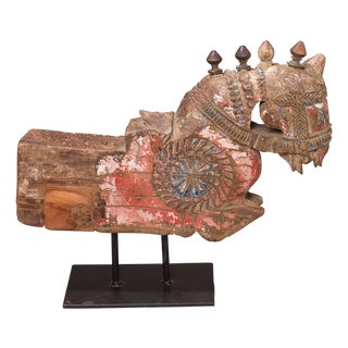 Carved Wooden Horse on Stand, 1940s For Sale