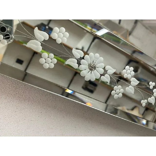 Glass Venetian Rectangular Hand-Carving Wall Mirror by Simong For Sale - Image 7 of 8