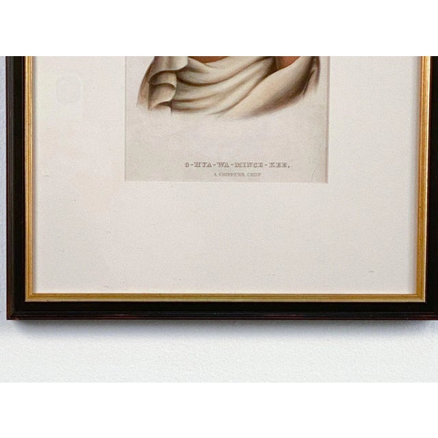 American "O-Hya-Wa-Mince-Kee, a Chippewa Chief" McKenney & Hall Engraving of a Native American, 19th Century For Sale - Image 3 of 5