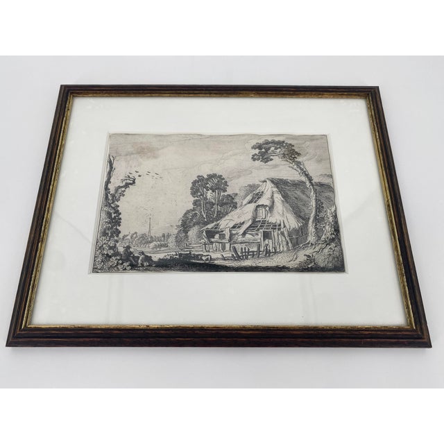 Paper Jan Va De Velde, Genre Scene of a Landscape with a Hut, Netherlands, 1616, Paper, Framed For Sale - Image 7 of 7