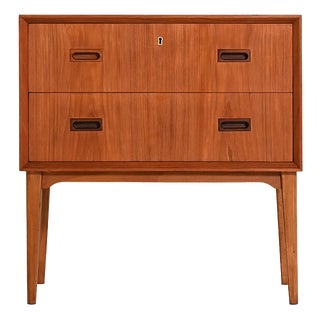 Scandinavian Teak Bedside Table with Two Drawers, 1960s For Sale