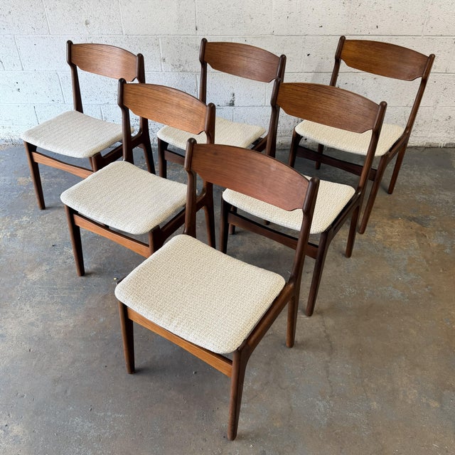 Erik Buch Set of 6 Vintage Danish Modern Teak Dining Chairs Attributed to Erik Buck (Buch), 1960s For Sale - Image 4 of 12