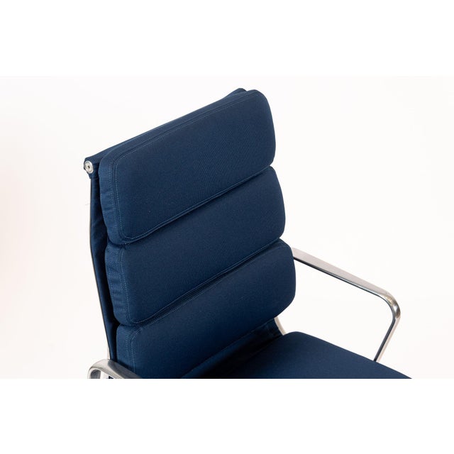 Metal Herman Miller Eames Tall Navy Blue Fabric Desk Chair Soft Pad For Sale - Image 7 of 16