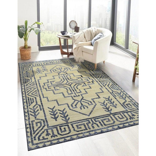 Textile 6x9 Ivory Hand-Knotted Wool Bamboo Silk Abstract Tree Motifist Design Carpet Rug For Sale - Image 7 of 7