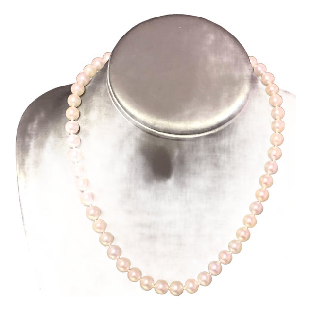 Akoya Pearl Necklace 14k Gold 17" 8 Mm Certified For Sale