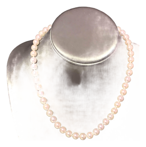 Akoya Pearl Necklace 14k Gold 17" 8 Mm Certified