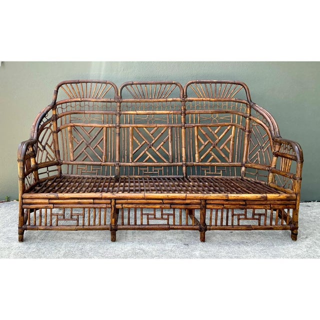 Late 20th Century Vintage Brighton Rattan High Back Sofa For Sale - Image 5 of 12