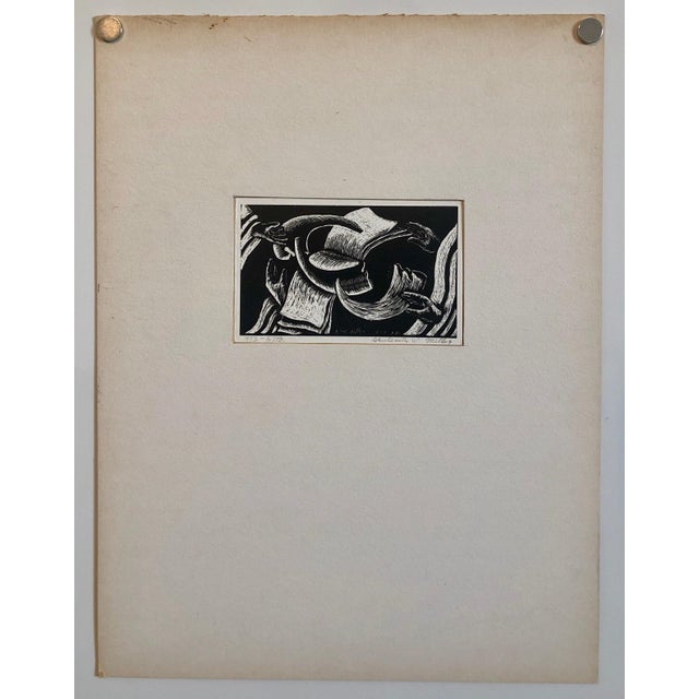 Mid 20th Century Shulamith Wittenberg Miller, Shana Tova, New Year Woodcut Israeli Judaica Early Bezalel School Woman Artist For Sale - Image 5 of 5