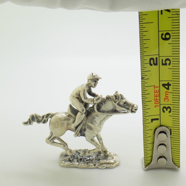 Vintage Italian Sterling Silver 925 Racing Horse Figurine from Arezzo, 1970s For Sale - Image 10 of 11