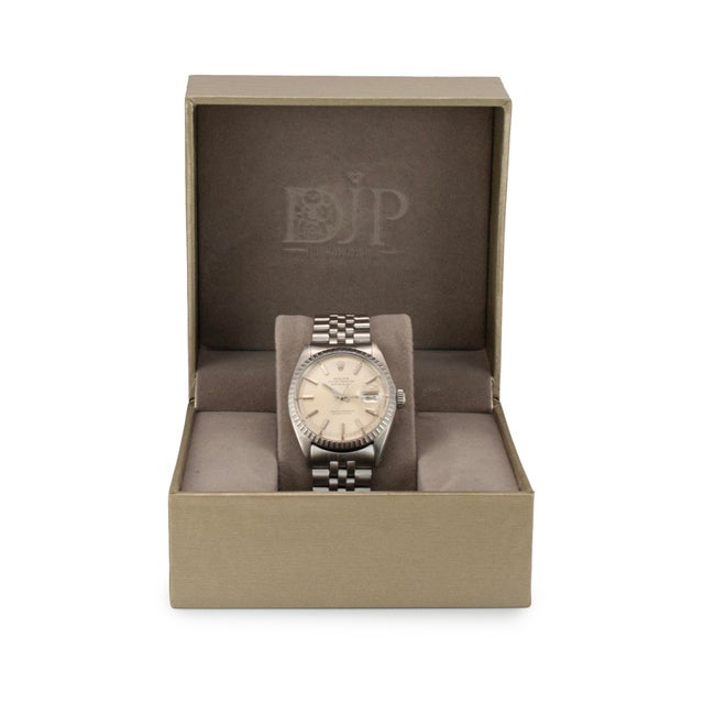 Vintage 1967 Rolex Datejust 36mm 1603 Jubilee Fluted Stainless Steel Watch For Sale - Image 10 of 11