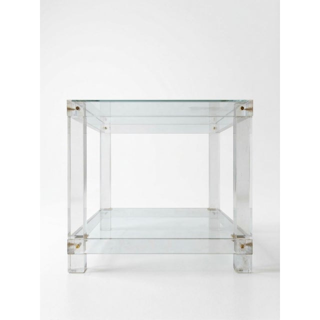 Contemporary Italian Postmodern Acrylic and Glass Side Table, 1980s For Sale - Image 3 of 5