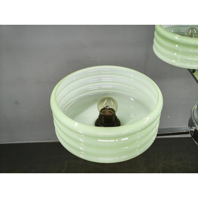Art Deco Green Opaline Glass Chandelier, Former Czechoslovakia, 1930s For Sale - Image 4 of 14
