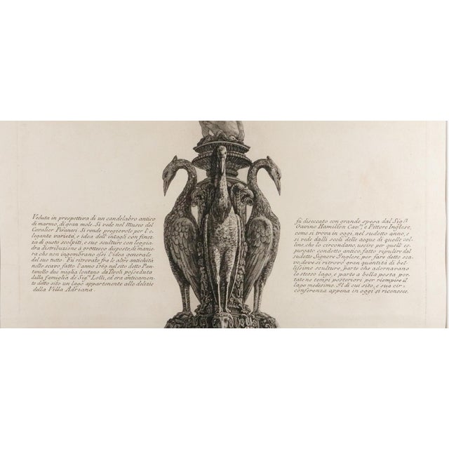 Late 18th Century Piranesi Etching of a Monumental Candelabrum With Cranes From Hadrian’s Villa Circa 1770–1774 For Sale - Image 5 of 9