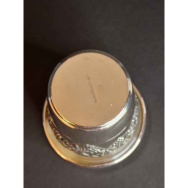 Vintage Hazorfim Sterling Silver Kiddush Cup Grape Motif Gold Wash Interior 47g For Sale - Image 12 of 17