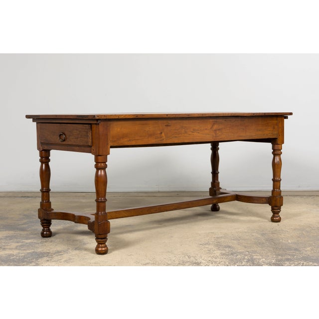 Brown Antique Late 19th Century French Provincial Fruitwood Dining Table For Sale - Image 8 of 18