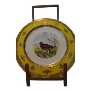 Mintons Cabinet Plates, Birds With Canary Yellow Border, c.1885, Set of 9 For Sale