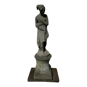 Early 20th Century Shy Venus Classical Sculpture With Pedestal