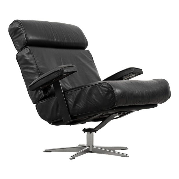 Vintage German Swivel Leather Easy Chair, 1960s For Sale