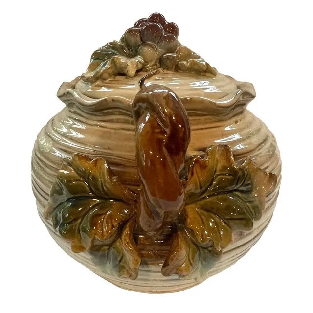 Italian Pottery Soup Tureen - Grapes With Twisted Vine Handles For Sale - Image 4 of 8