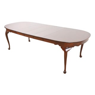 Henkel Harris Queen Anne Solid Mahogany Extension Dining Table, Newly Refinished For Sale