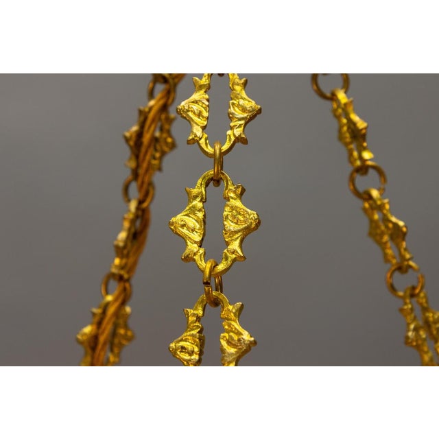 French Neoclassical Style Amber Alabaster and Bronze Pendant Light, 1920s For Sale - Image 15 of 18