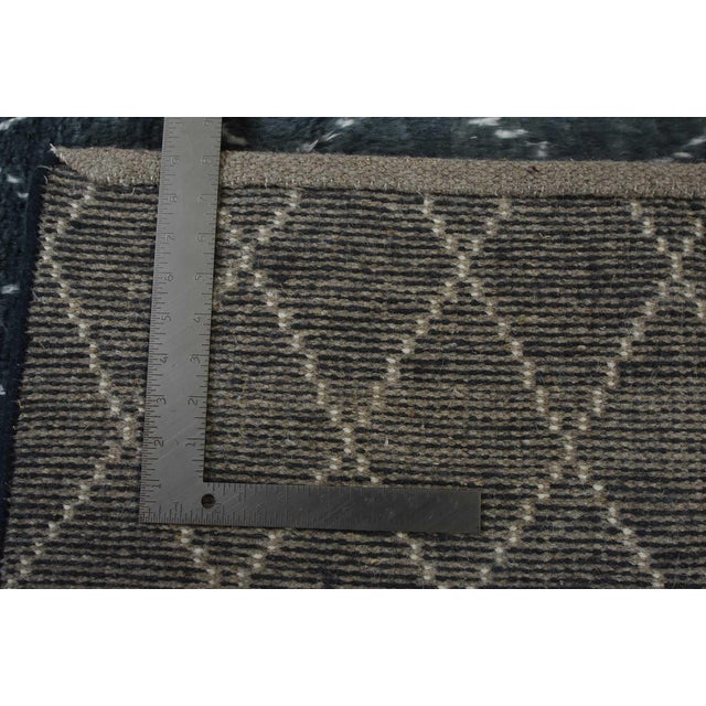 Moroccan Rug 6’3” X 9’2” Blue Wool Contemporary Hand-Knotted Carpet For Sale - Image 15 of 15
