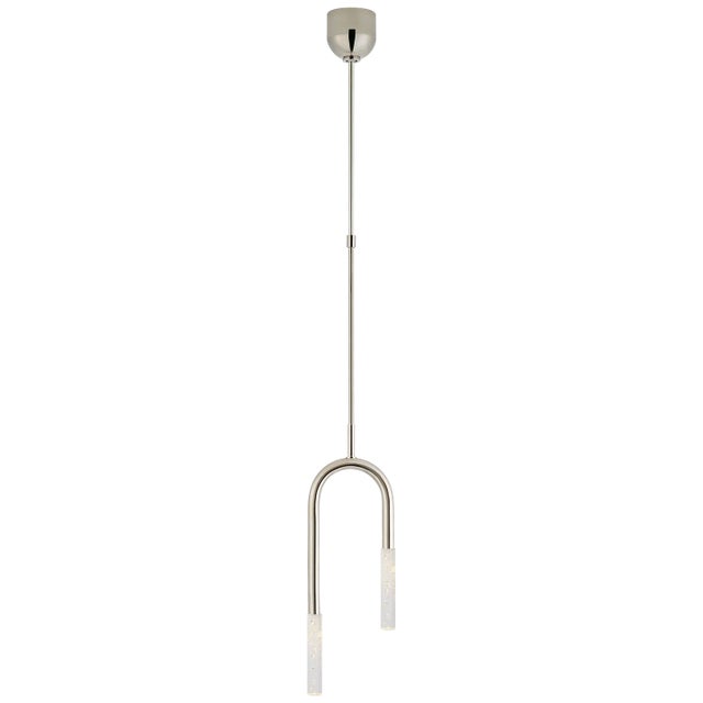 Rousseau Small Asymmetric Pendant in Polished Nickel with Seeded Glass Designer: Kelly Wearstler Fixture Height: 25.25"...