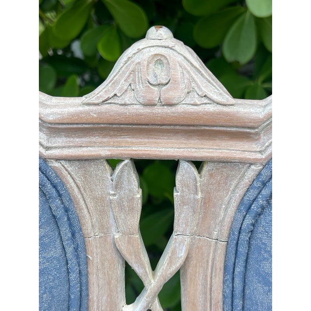 French Provincial Cerused Carved Open Back Armchairs – Pair For Sale - Image 11 of 15