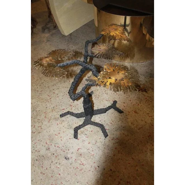 Silas Seandel Style Brutalist Bronze Leaves Coffee Table Base For Sale In West Palm - Image 6 of 12