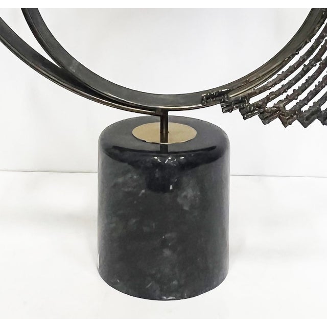 Curtis Jere Curtis Jere "Windswept" Brutalist Abstract Sculpture, Brass and Marble For Sale - Image 4 of 9