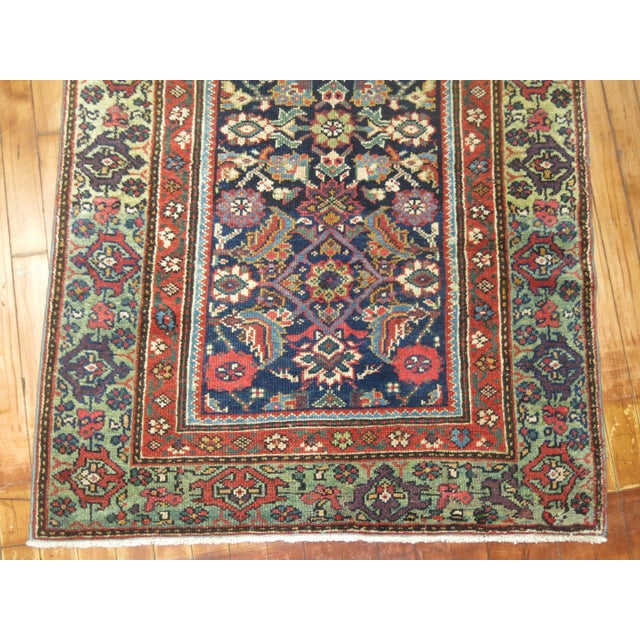 Late 20th Century Traditional Navy Green Long Persian Runner, 20th Century For Sale - Image 5 of 6