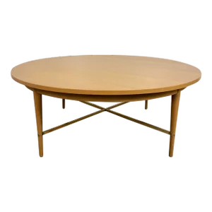 Paul McCobb for Calvin Refinished Coffee Table With Brass Stretchers