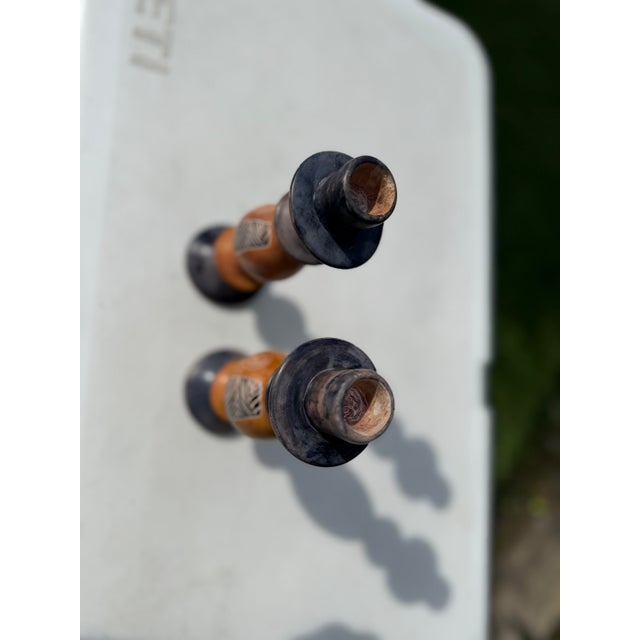 Vintage Postmodern Carved Soapstone Candlesticks , a Pair For Sale In Naples, FL - Image 6 of 11