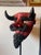 Rare Vintage Decorative Hand Carved & Painted Sculptural Display Mask Representing a Devil For Sale - Image 4 of 13