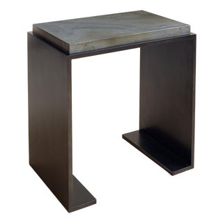 1990s The Steel and Marble Side Table For Sale