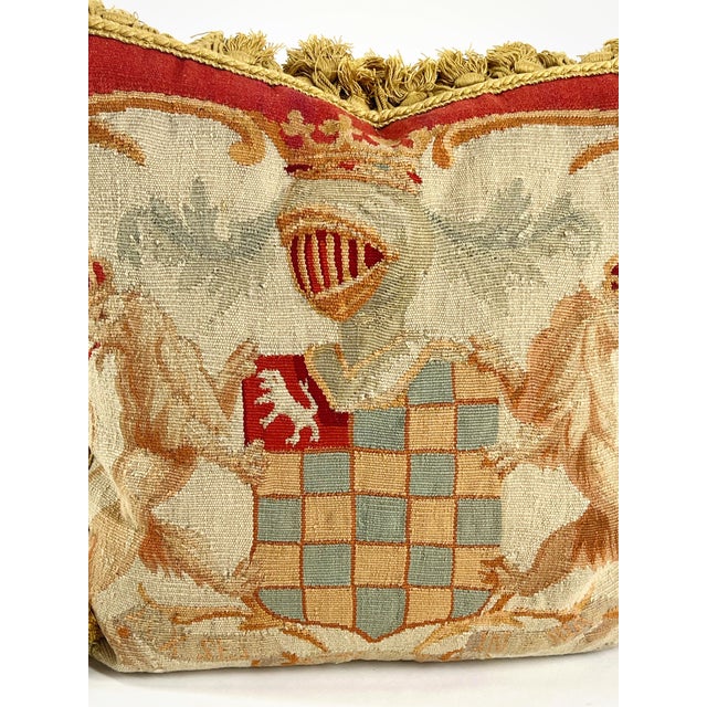 Early 20th Century Crested Aubusson Pillow For Sale - Image 4 of 9