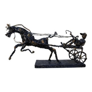 Vintage Paco Valle Horse and Rider Wireframe Brutalist Sculpture For Sale
